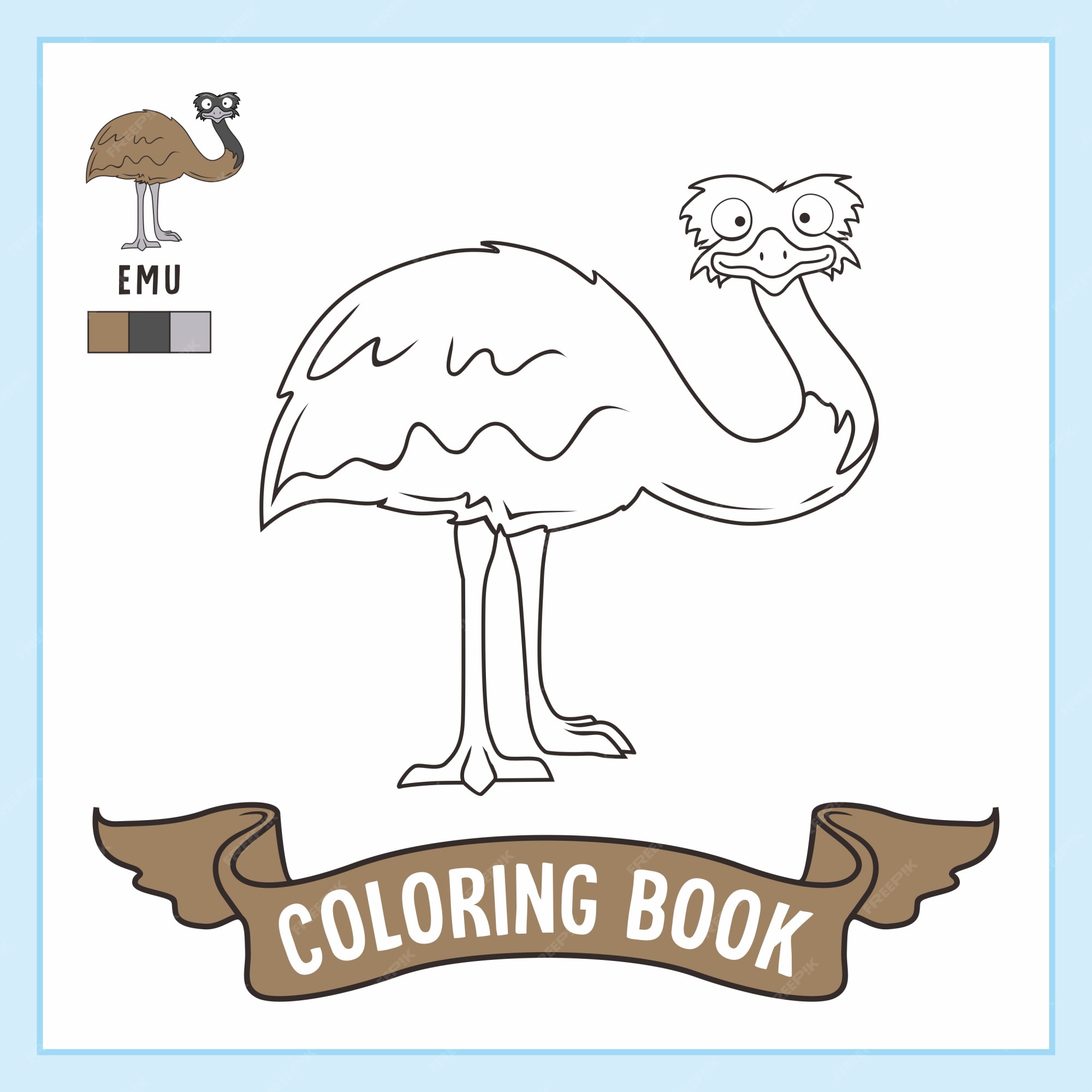 Premium vector emu bird animals coloring pages book