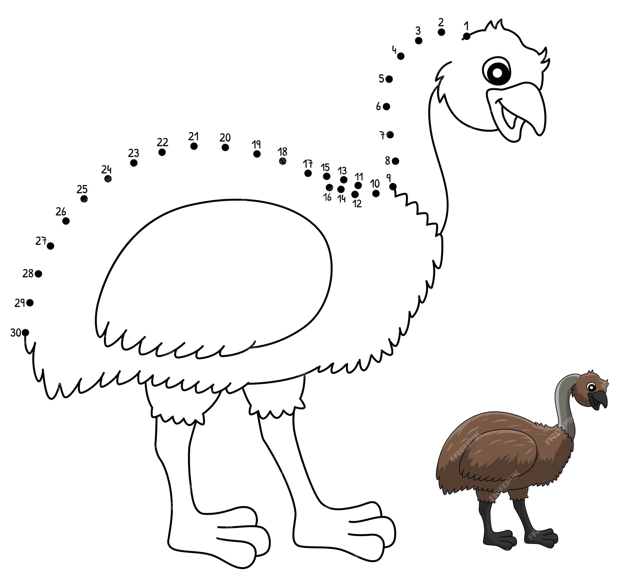 Premium vector dot to dot emu animal coloring page for kids