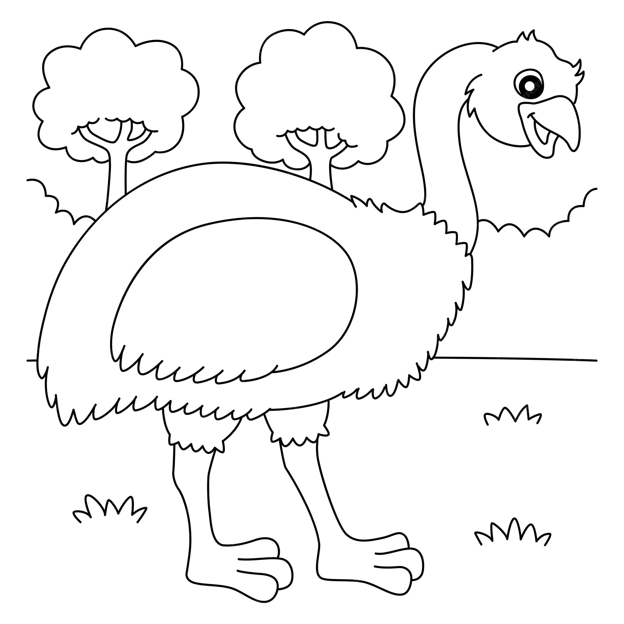 Premium vector emu animal coloring page for kids