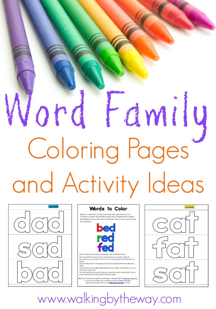 Word family coloring cards for your beginning reader