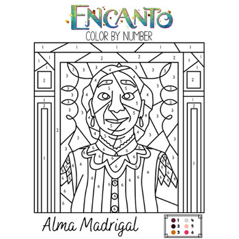 Encanto color by number coloring pages for kids by zorpico tpt