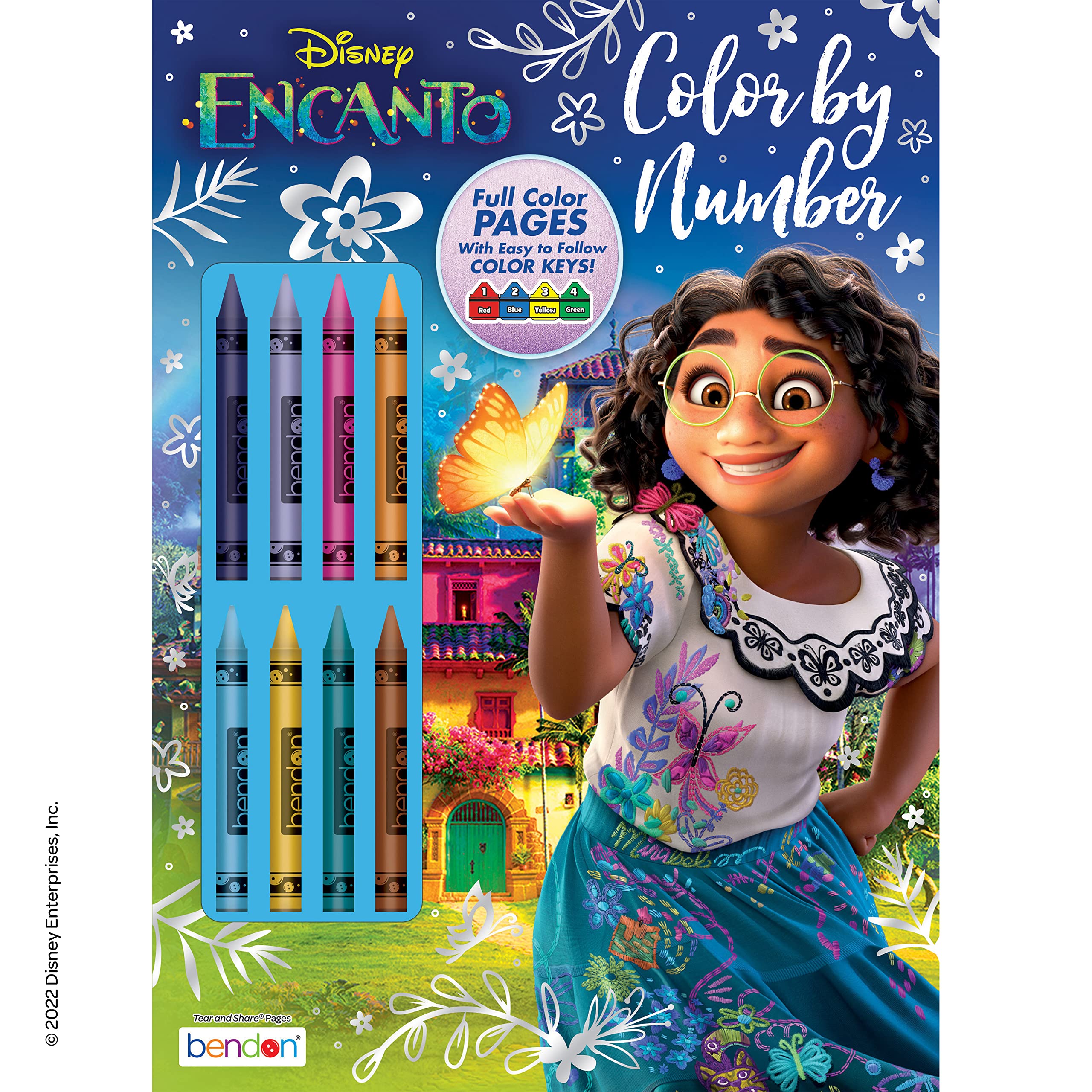 Disney encanto page color by number coloring and activity book with crayons paperback bendon toys games