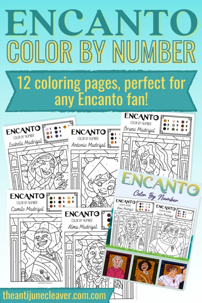 Encanto color by number coloring pages haus of boys