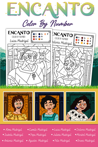 Encanto color by number â attachment mummy printables