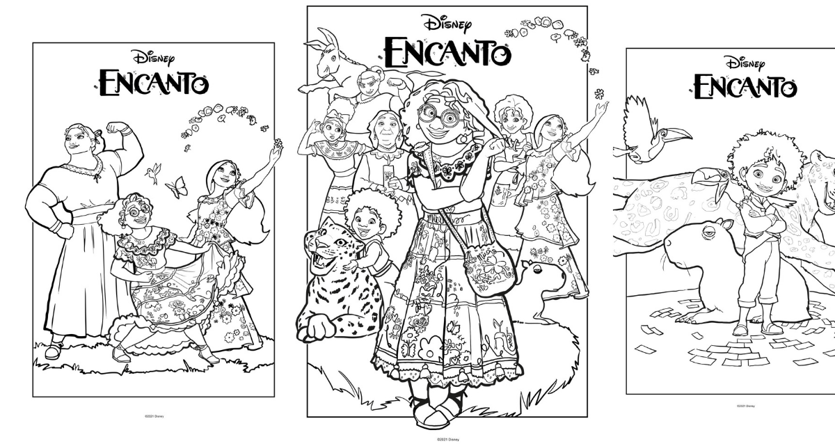 Encanto loring pages and activity sheets for kids free printables