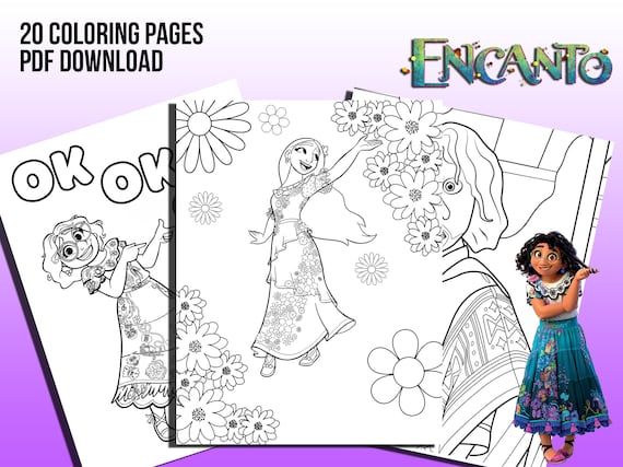 Encanto coloring pages x coloring book digital graphic pdf instant download bruno maribel madrigal encanto characters