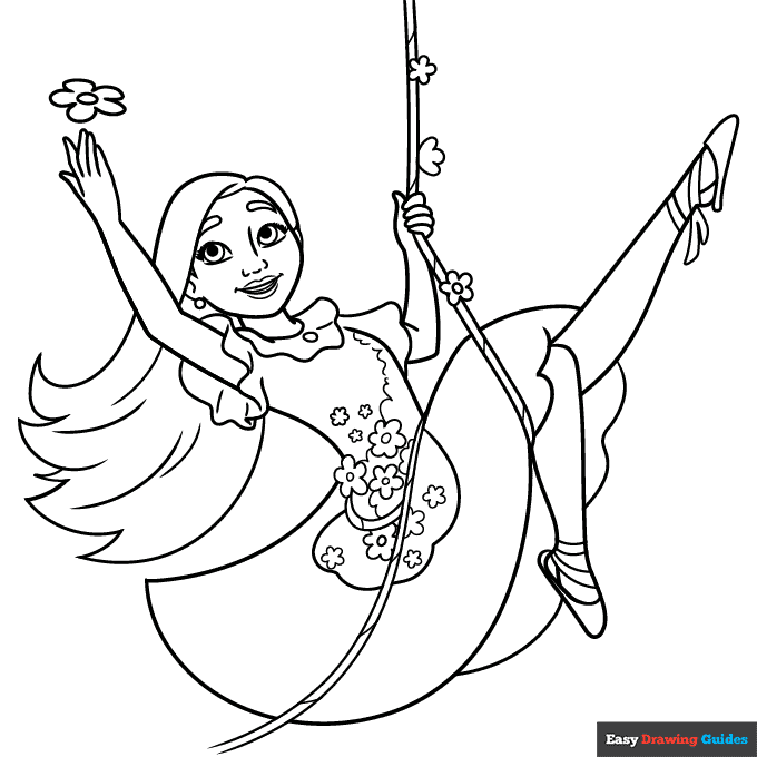 Isabela from encanto coloring page easy drawing guides