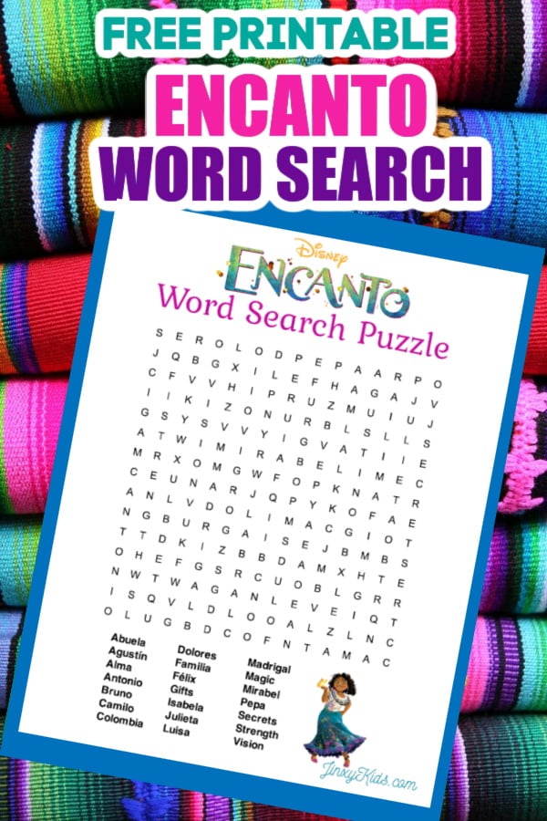 Free printable encanto word search puzzle