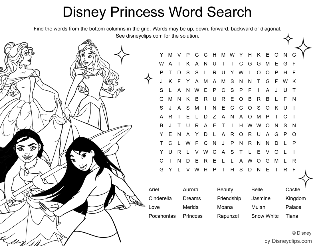 Printable disney word search games