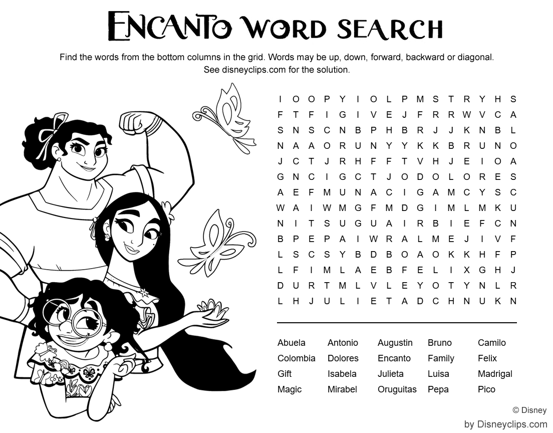 Printable disney word search games