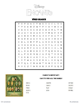 Encanto movie word search game by psicoeduca tpt