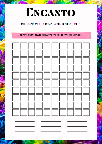 Encanto movie inspired create your own word search