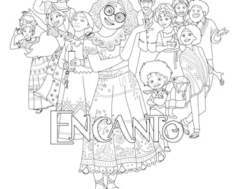 Encanto coloring page digital encanto coloring page pdf instant download madrigal family encanto coloring pages maribel digital