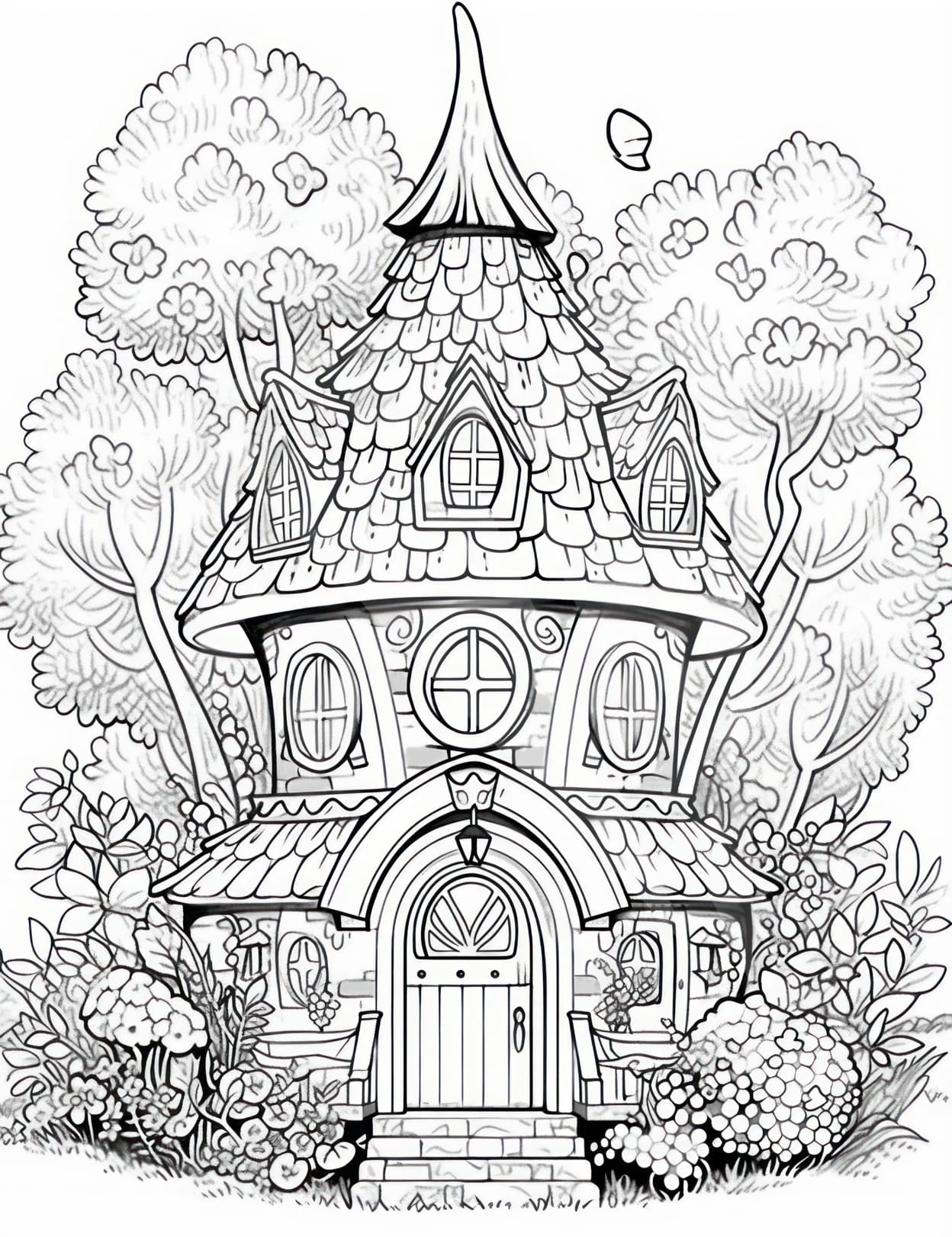 House coloring pages for adults and kids