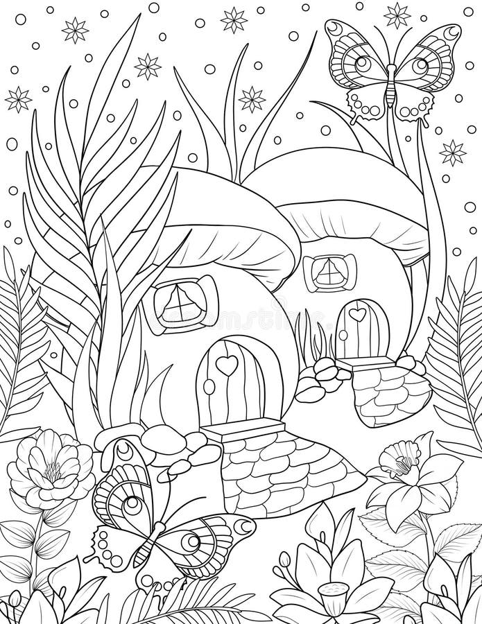 Fairy house coloring page stock illustrations â fairy house coloring page stock illustrations vectors clipart