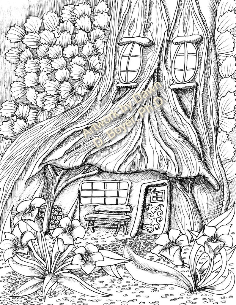 Fairy houses and fairy doors vol and individual coloring pages from print books drawings per set