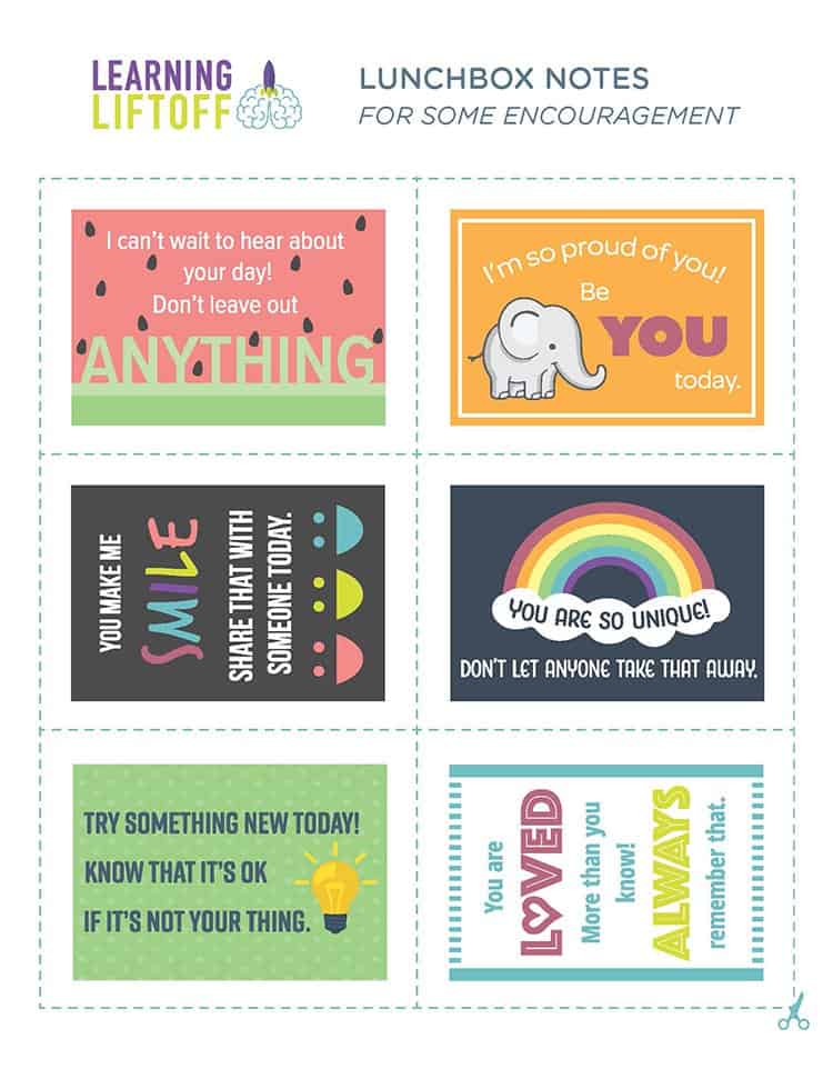 Sets of the coolest free lunch box notes your kids will go bananas over â