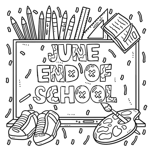 Premium vector june end of school isolated coloring page for kids