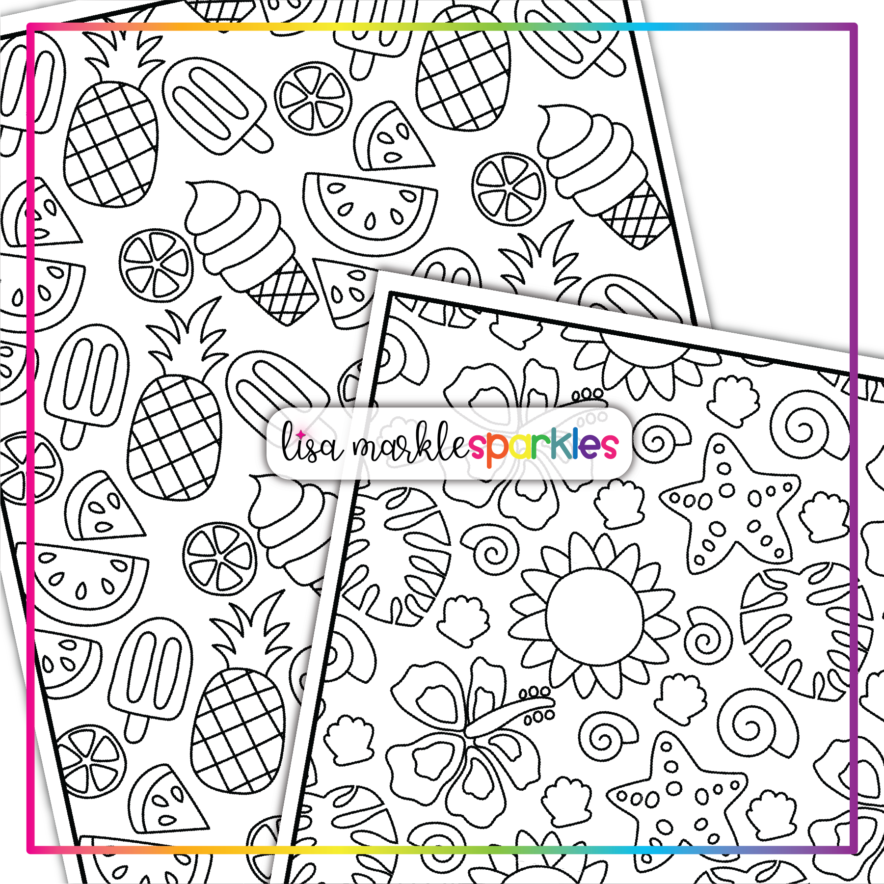 Summer printable coloring pages for kids and adults