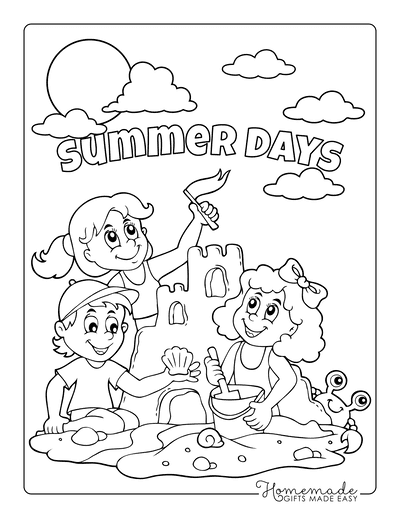 Free summer coloring pages for kids adults