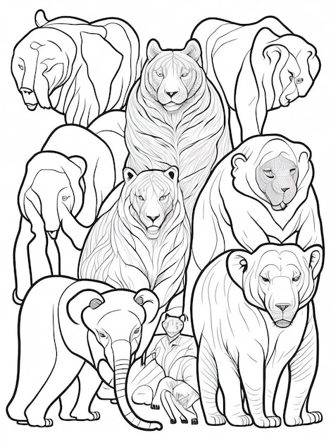 Premium vector guardians of nature endangered animals coloring sheet