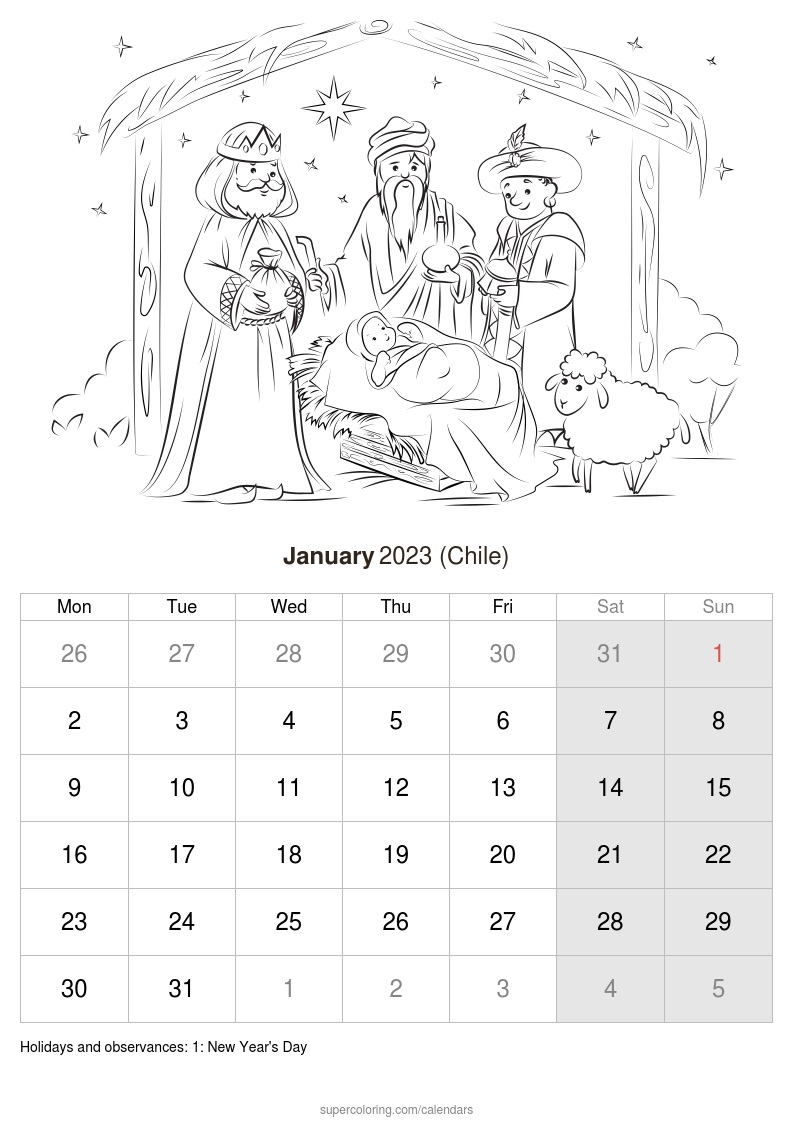 January calendar