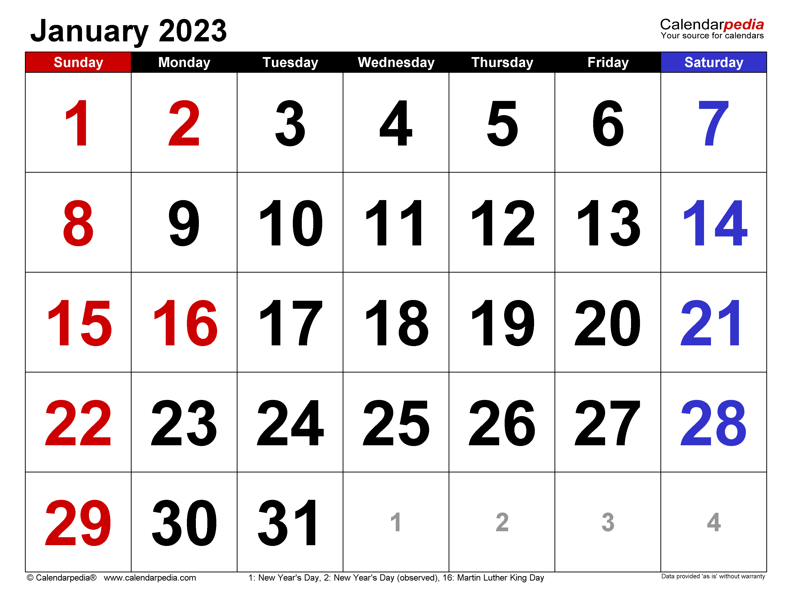 January calendar templates for word excel and pdf
