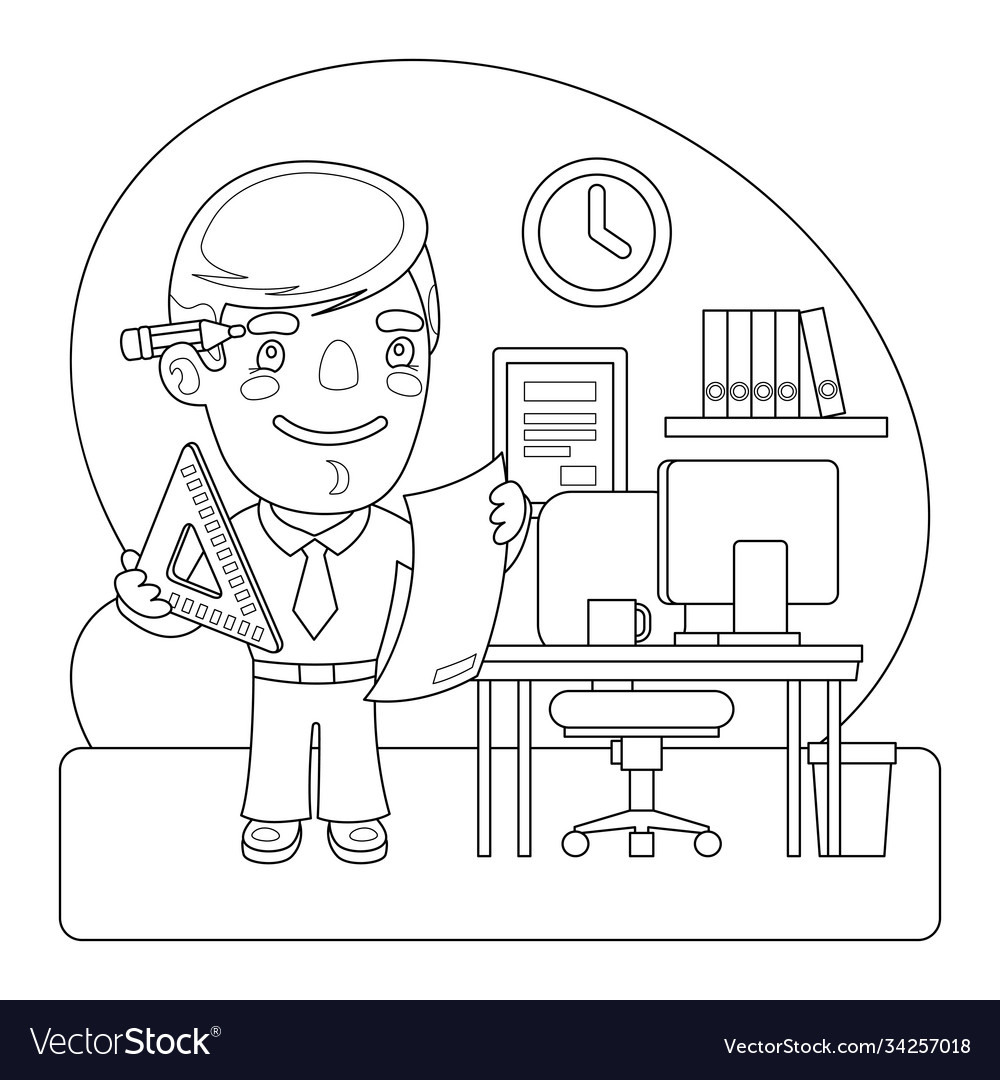 Engineer coloring page royalty free vector image