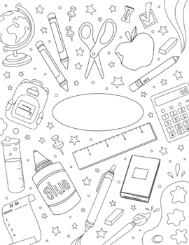 Back to school binder cover coloring sheet by art by melle tpt