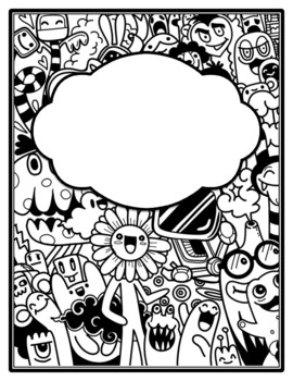 Fantasy aliens binder cover and spines coloring pages back to school