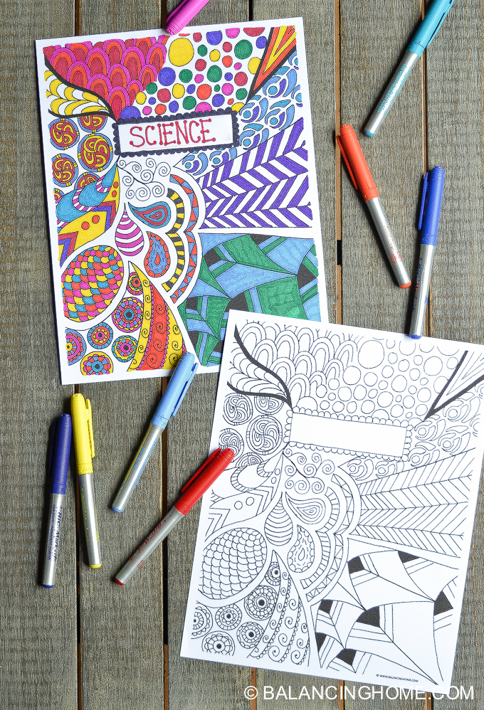 Coloring page binder cover printable