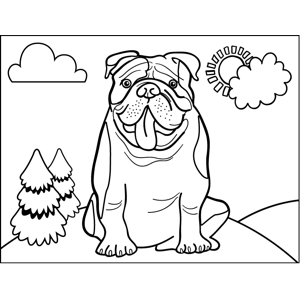 Panting bulldog coloring page