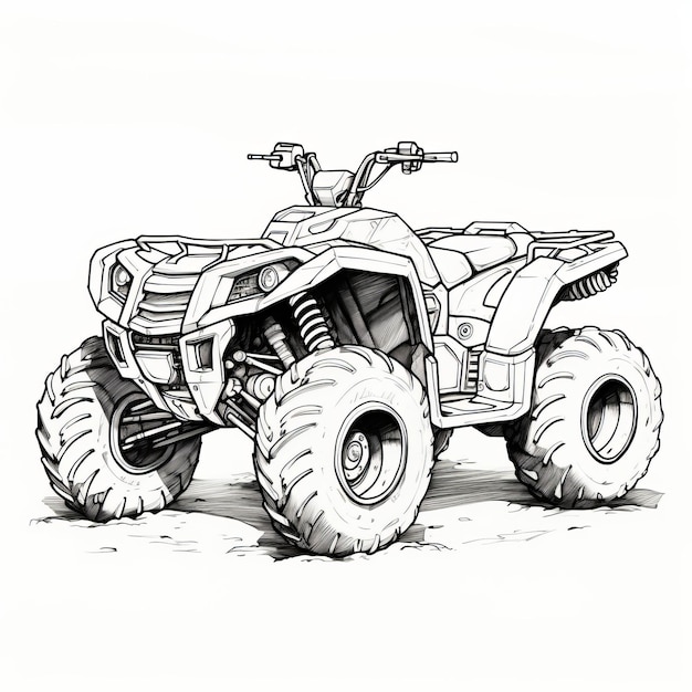 Premium ai image realistic atv coloring page on white background