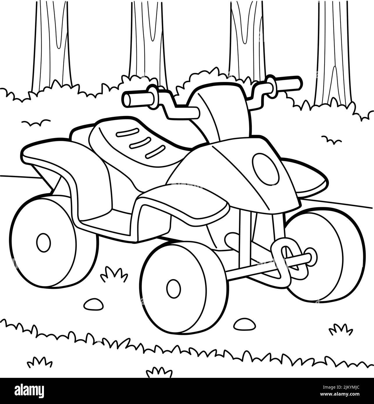 Quad bike vehicle coloring page for kids stock vector image art