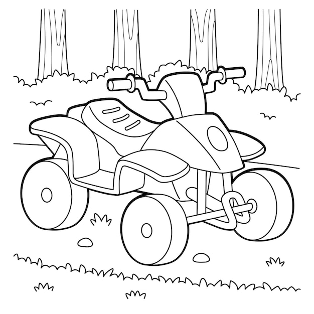 Premium vector quad bike vehicle coloring page for kids