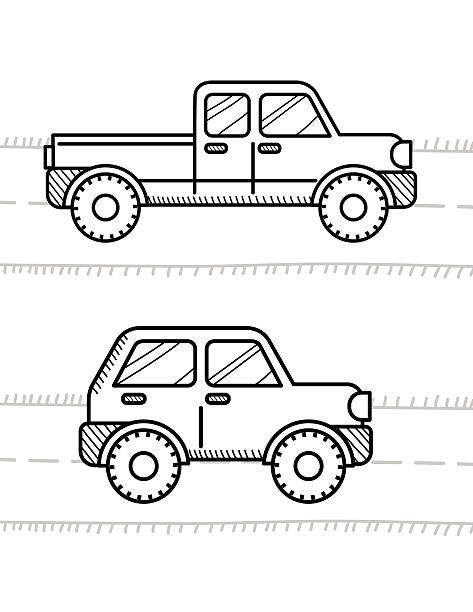 Cars coloring book for kids pickup wd stock illustration