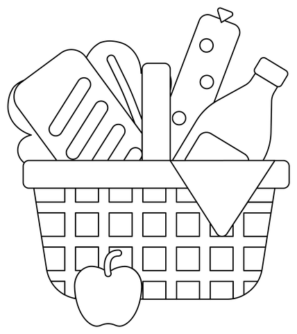 Picnic basket coloring page free printable coloring pages