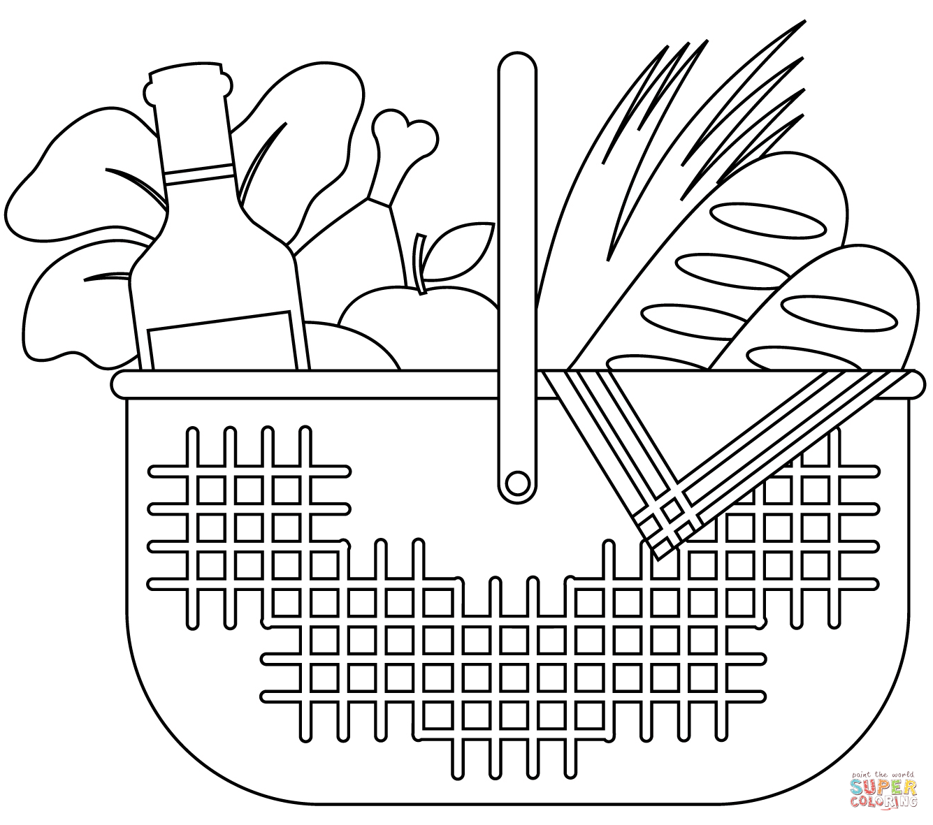 Picnic basket coloring page free printable coloring pages