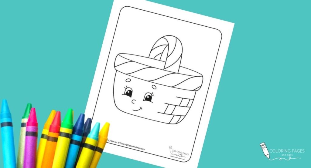 Free picnic basket coloring page for adults and kids