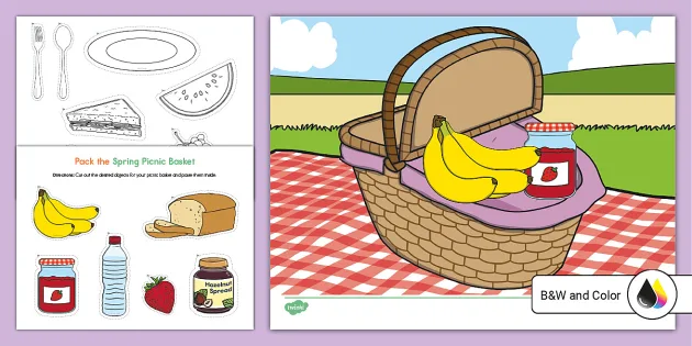Pack the spring picnic basket cut and paste activity
