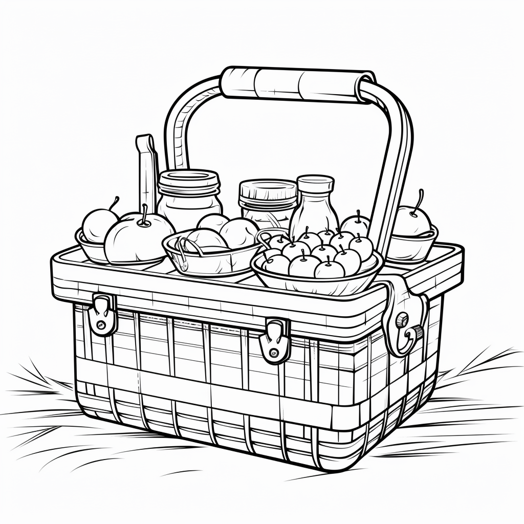 Picnic basket coloring pages