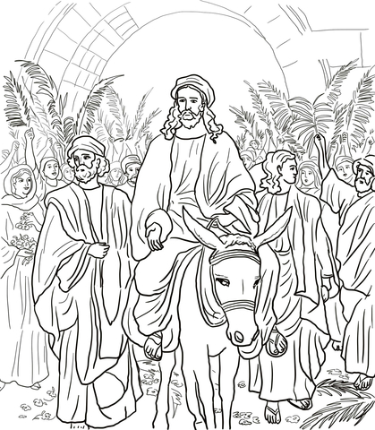 Desenho de entrada de jesus em jerusalãm para colorir desenhos para colorir e imprimir gratis