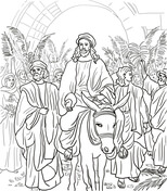Triumphal entry of jesus christ into jerusalem coloring page free printable coloring pages