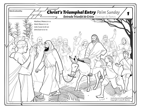 Holy week triumphal entry coloring drawing