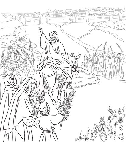 Entrada triunfal a jerusalãn dibujo para colorear entrada triunfal de jesus pãginas para colorear de pascua pãginas para colorear de biblia