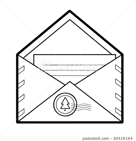 Christmas coloring book or page envelope black