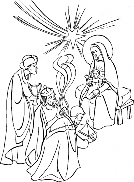 Feast of the epiphany coloring page adoration of the magi to colour l epiphanie adoration des mages aveâ epiphany coloring coloring pages three wise men