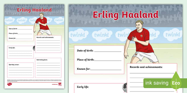 Erling haaland fact file template teacher made