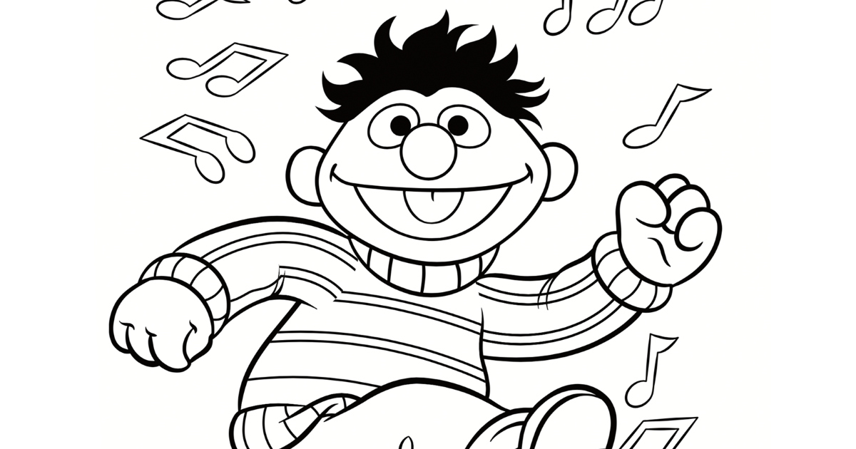 Sesame street ernie dance party coloring page