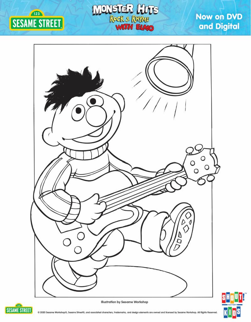 Sesame street printable ernie coloring page